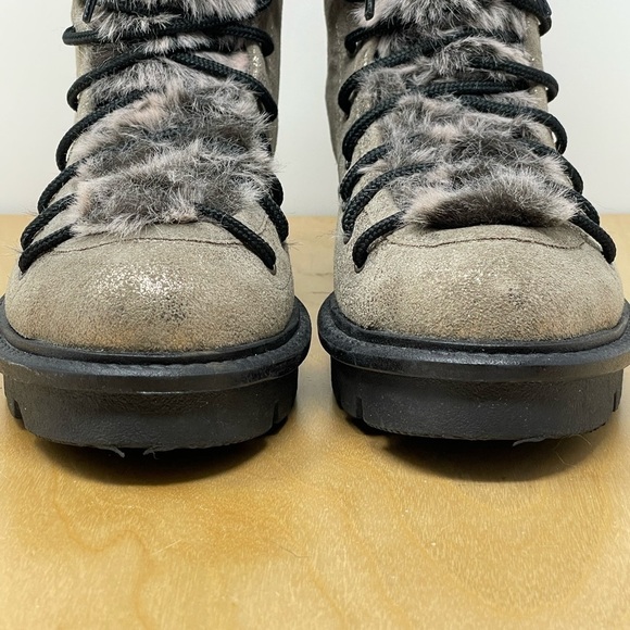 Seychelles Gold Metallic Leather/Faux Fur Cooperation Combat Boots Size 7 - Picture 4 of 10